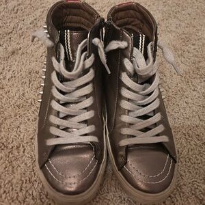 Stylish Metallic Kids High-Top Sneakers